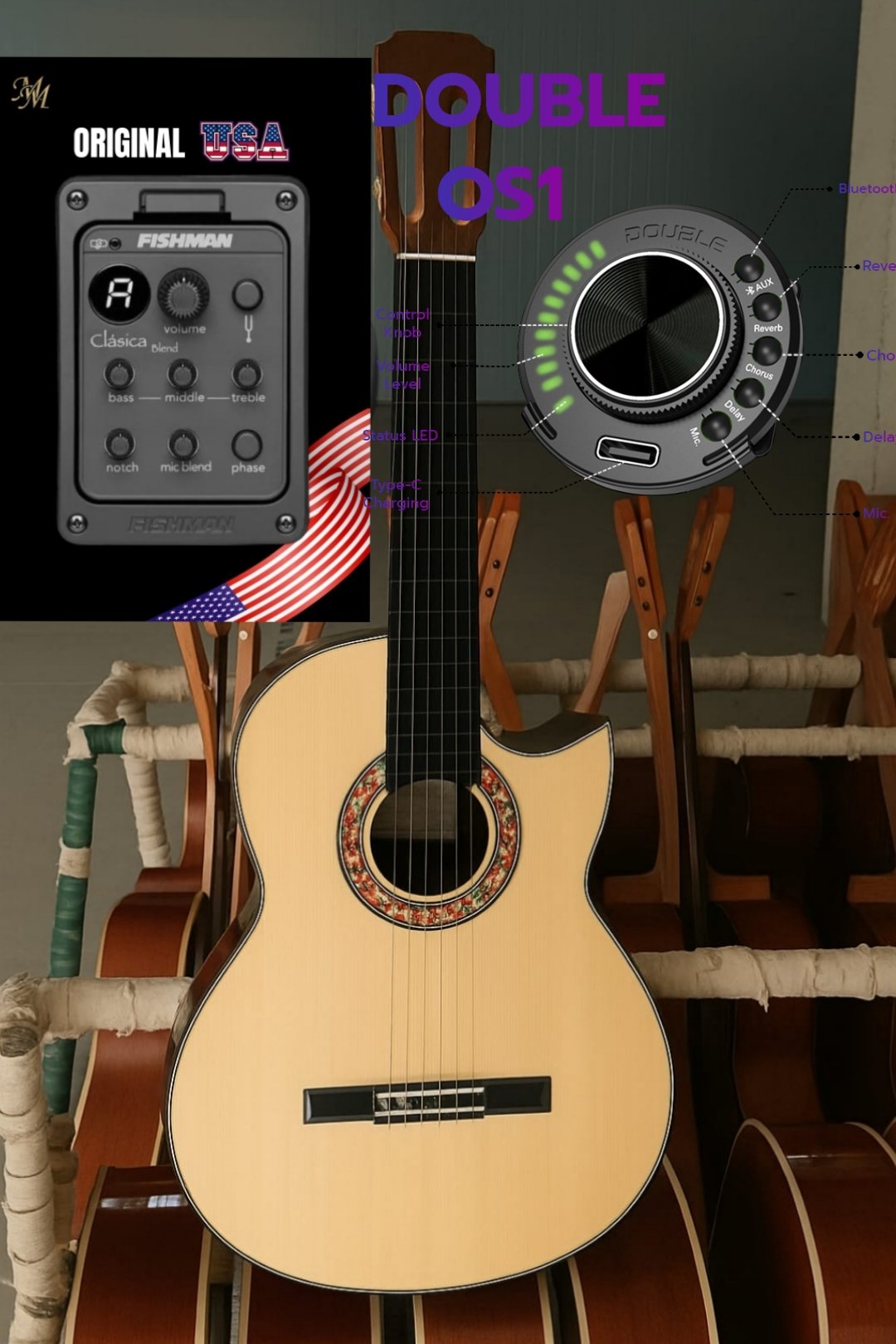 Guitarra Flamenca Modesto Malla Modelo Candela Cutaway (0S1 + Fishman Clásica Blend)