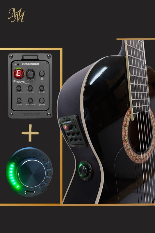 Guitarra Flamenca Modesto Malla Chata Negra (Previo 0S1 + Fishman Clásica Blend)