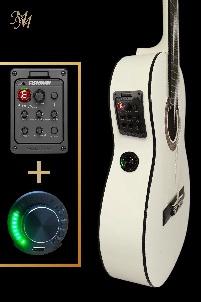 Guitarra Flamenca Modesto Malla Chata Blanca (Previo 0S1 + Fishman Clásica Blend)