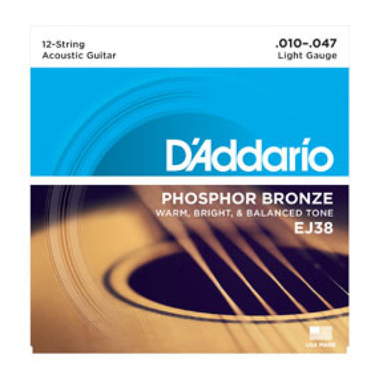 Juego 12 Cuerdas Guitarra Acústica D'Addario EJ-38 010-047