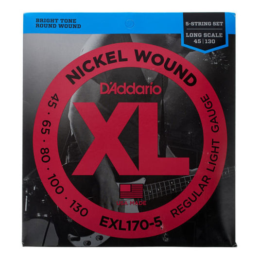 Juego Cuerdas Bajo 5 Cuerdas D'Addario EXL-170-5 045-130